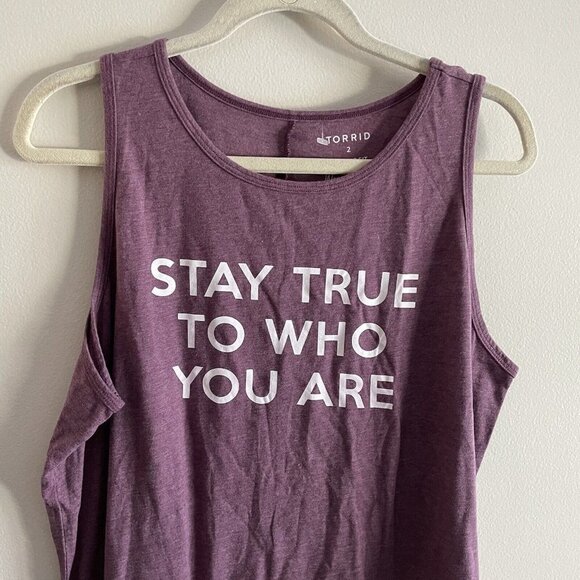 Torrid Wmn 2X Purple Dye Classic Fit Stay True To Who You Are Everyday Tank NWOT - Picture 4 of 9